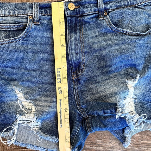 Celebrity Pink High Rise Denim Shorts Distressed Freyed Hem Size 5 - Picture 7 of 9